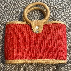 Orange wicker purse 12x8 never used. Brand new condition
